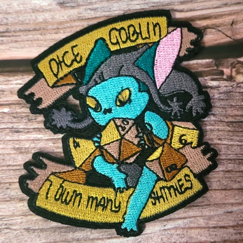 Dice Goblin I Own Many Shinnies Dnd Fantasy Embroidered Patch
